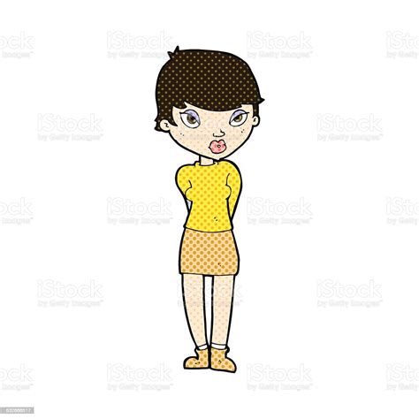 Comic Cartoon Shy Woman Stock Illustration Download Image Now Adult Bizarre Cheerful Istock