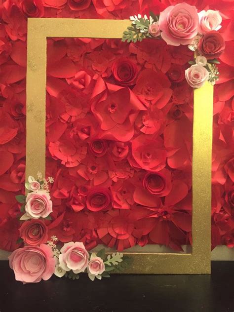 Gold Floral Frame Photo Booth Prop 3D Flower Bouquet Style Wedding