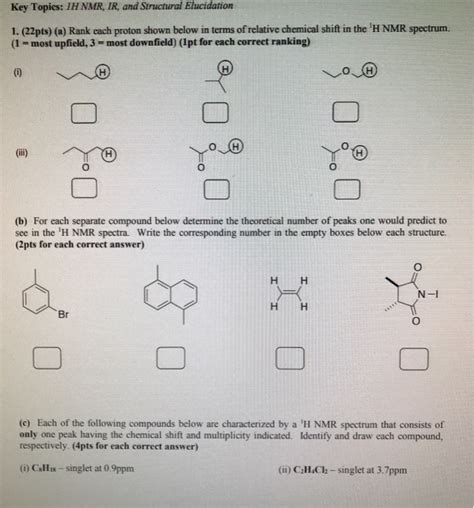 Solved Key Topics 1h Nmr Ir And Structural Elucidation 1