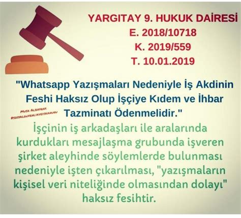 WHATSAP YAZIŞMALARI NEDENİYLE İŞ AKDİ FESHİ HK YARGITAY KARARI SMMM