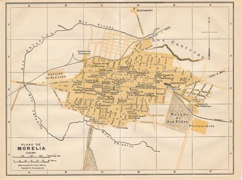 1935 Morelia México Mapa Antiguo Etsy España