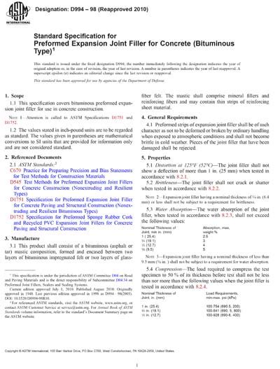 ASTM D Standard Specification For Preformed Expansion 55332 Hot Sex