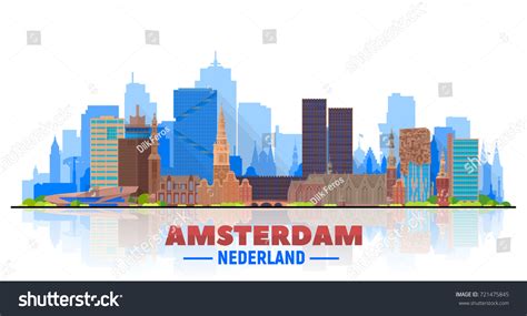 Amsterdam Skyline Panorama White Background Vector Stock Vector (Royalty Free) 721475845 ...