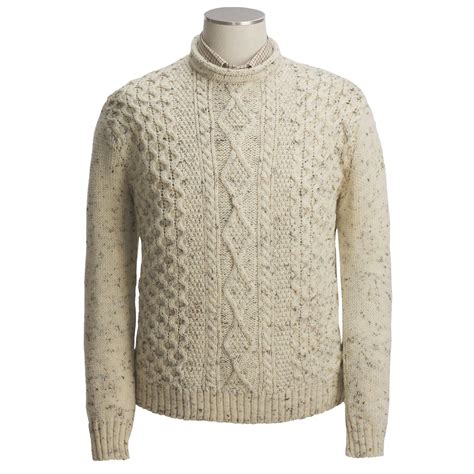 Jg Glover And Co Peregrine By Jg Glover Aran Knit Sweater British Wool For Men Sweaters