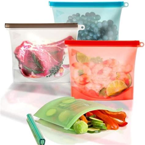 Pack de 4 sacs en silicone réutilisables pour sandwichs fruits