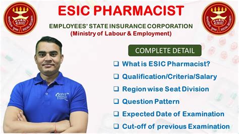 Esic Pharmacist Vaccancy Complete Information Post Details Exam