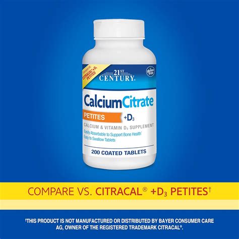 Buy 21st Century Calcium Citrate D3 Petites Coated Tablets 200 Ea