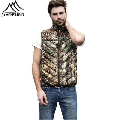 Men Autumn Winter Camouflage Hunting Vest 80 Duck Down Filled