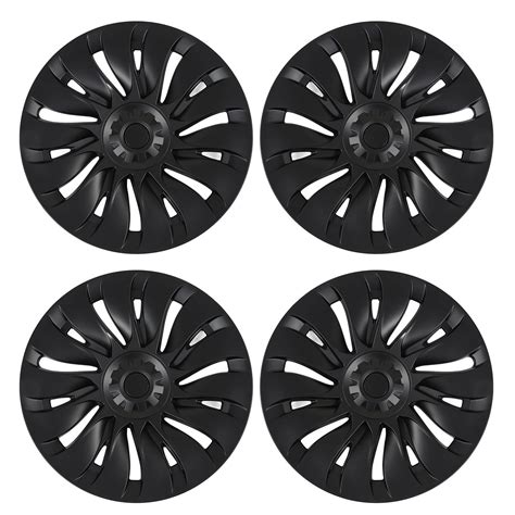 for Tesla Model Y Wheel Covers 19 Inch - Symmetrical Design - Matte Black Storm Shaped Style ...