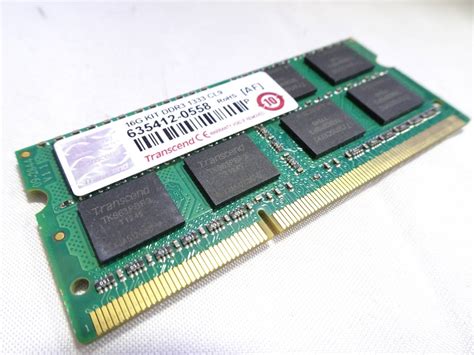 【目立った傷や汚れなし】美品 Transcend ノートpc用 メモリー Ddr3 1333 Pc3 10600 1枚8gb×1枚組 合計