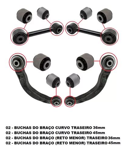 Kit 8 Bucha Braço Curvo Reto Traseiro Fusion Titanium 2013