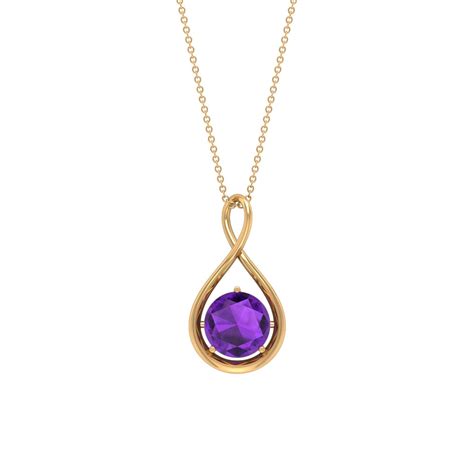 Infinity Pendant Necklace For Women Amethyst Solitaire Pendant 7 Mm