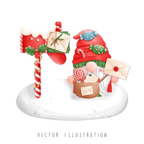 Premium Vector Christmas Gnome Gnome Mail Delivery Vector Illustration