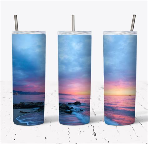 20 Oz Beach Sunset Skinny Tumbler Design Straight And Tapered Etsy