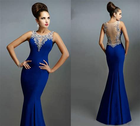 Royal Blue Mermaid Evening Dresses New Arrival Crew Beaded Pivot