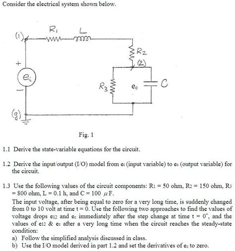 Solved Consider The Electrical System Shown Below K Wmmm E Fig 1 11