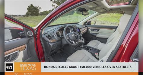 Honda recalling nearly 500,000 vehicles over seat belt issue - CBS Texas