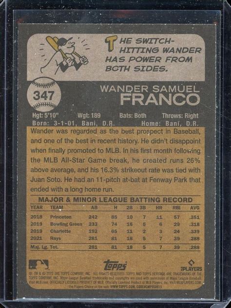 Topps Heritage Wander Franco Rc Ebay