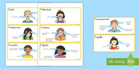 Tarjetas de vocabulario Características de las emociones