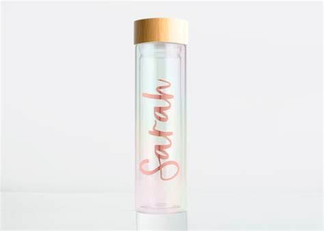 Personalized Glass Water Bottle Custom Travel Mug Tea Etsy