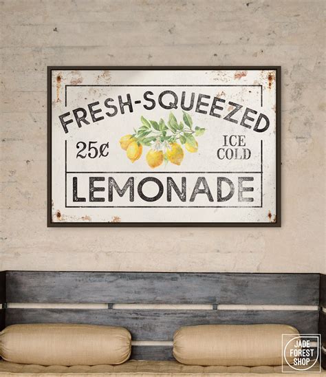 Rustic Fresh Squeezed Lemonade Sign Vintage Farmers Market Decor