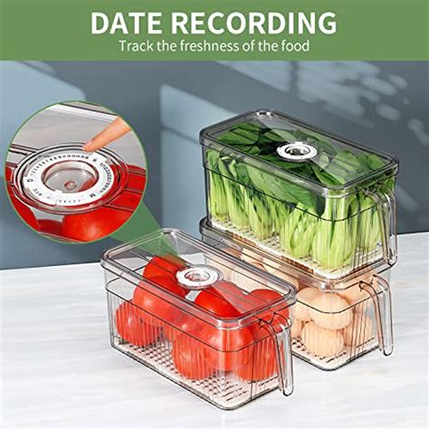 Fridge Organizer With Freshness Timer Lid Stackable Refrigerator