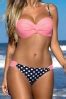 Push Up Spaghetti Straps Top Striped Printed Side String Bottom Bikini