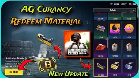 How To AG Currency Redeem Material In Bgmi Free Material New Update