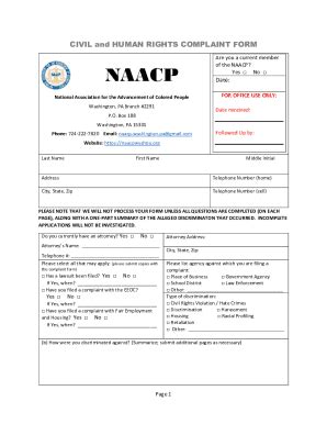 Fillable Online Naacp Complaint Form Fill Online Printable Fillable