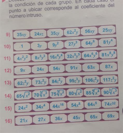 descubre el número intruso que NO cumple con la condición de cada grupo