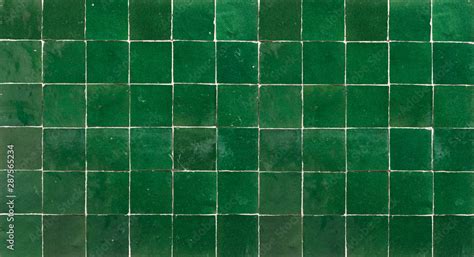 Old Retro Dark Green Ceramic Tile Texture Background Dark Green Square