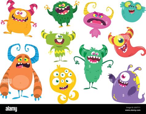 Monsters Mignon De Dessin Anim Ensemble De Monstres De Dessin Anim