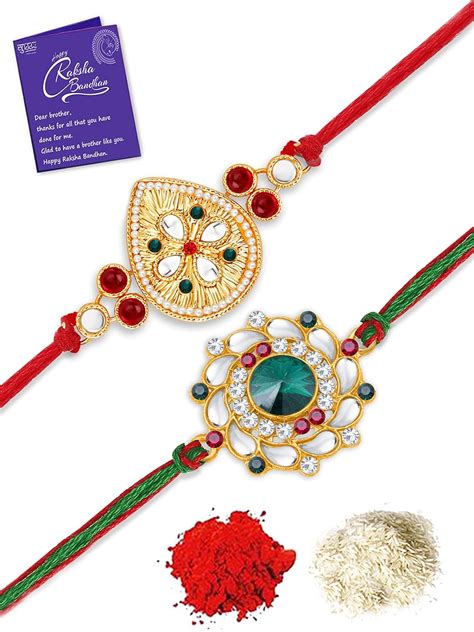 Sukkhi Rakhi Artistic Kundan Rakhi Combo Designer Gold Plated Premium