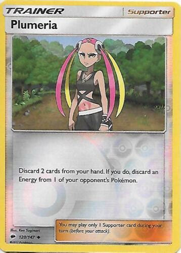 Plumeria S M Burning Shadows Reverse Holo Pokemon Card Mint Ebay