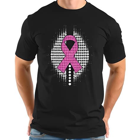 Stylish Cotton Short Sleeve T-Shirt with Pink Ribbon Design and White