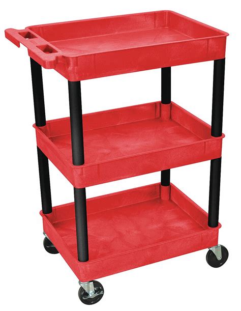 Flat Handle Utility Cart, 300 lb Load Capacity, Number of Shelves 3, 24 ...