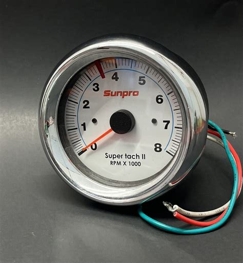 Sunpro Sun Super Tach II Tachometer White And Chrome Illuminated EBay