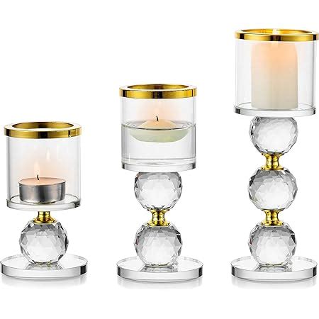 Sziqiqi Support Pour Bougies Piliers En Cristal 3 Chandelier Bougeoir