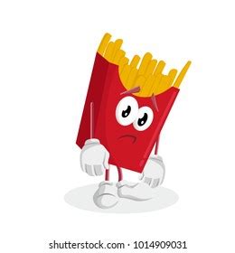 Cute French Fries Mascot Happy Shopping Stock Vector Royalty Free