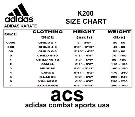 Adidas Size Chart For Kids