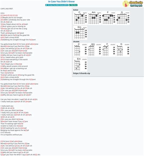 Chord In Case You Didnt Know Tab Song Lyric Sheet Guitar