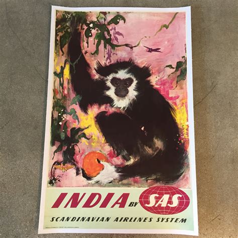 Vintage Travel Poster Sas Scandinavian Airlines India