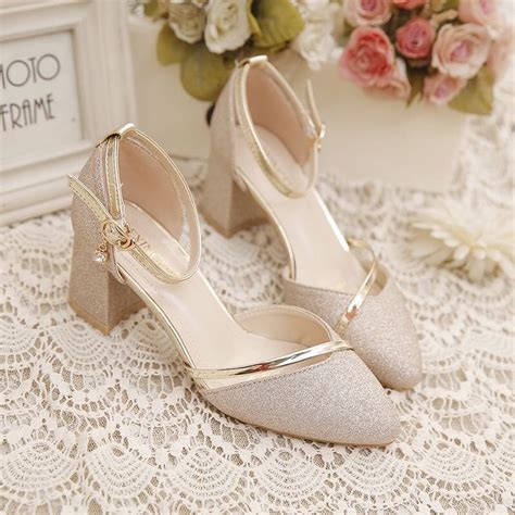 Kasut Kahwin French Women Bridesmaid Wedding Block Heels High Heel