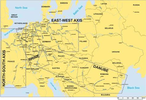 The Central European Inland Waterway Network With Its Main Transport