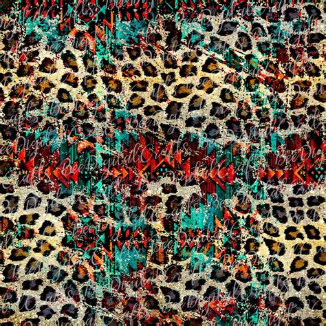 Aztec Leopard Print Sublimation Design Western Background Png File For