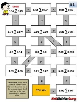 Comparing Decimals - Fun Decimal Worksheets/Mazes (MINI BUNDLE) | TpT