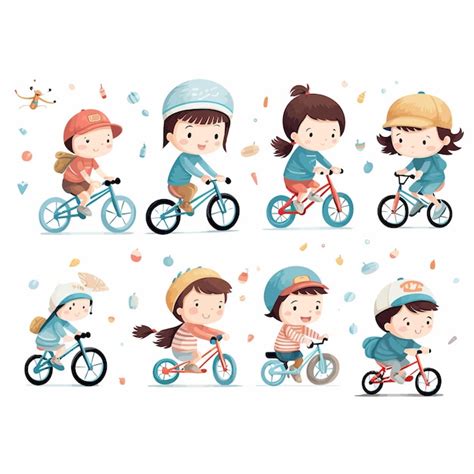 Premium Vector Children Riding Bikes Vector