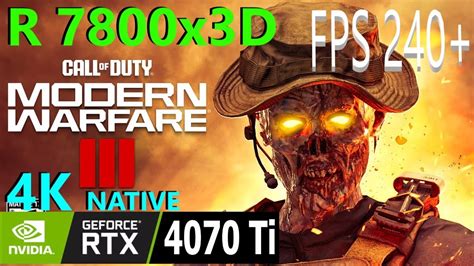 Modern Warfare 3 RTX 4070 Ti 7800x3D 4K NATIVE Zombies YouTube