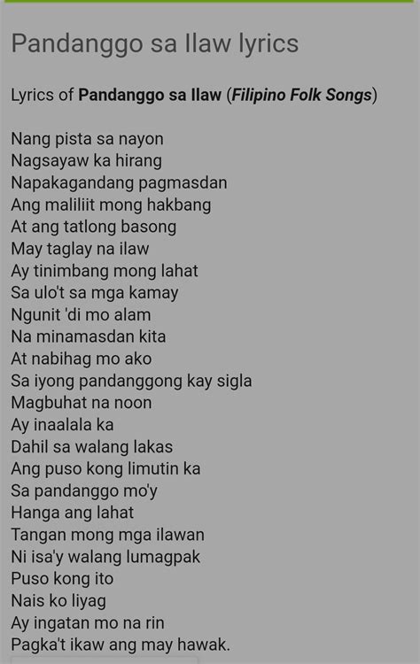 A Hot Take On Pandanggo Sa Ilaw S Lyrics Para Syang Lumang Version Of An Early 2010s Or Mid To