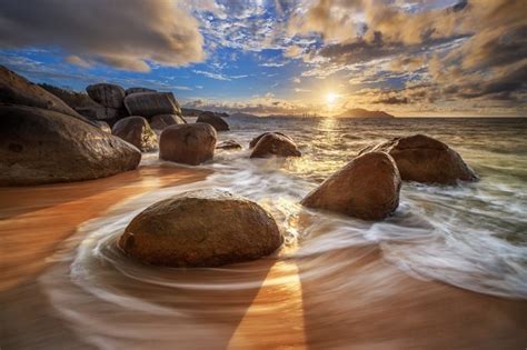 Sunlight Landscape Sunset Sea Water Rock Nature Shore Sand Reflection Photography